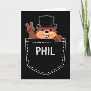 Punxy Phils Cute Groundhog Day Pocket Design Febru Card