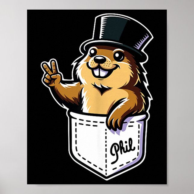 Punxy Phils Cute Groundhog Day Pocket Design Febru Poster (Front)