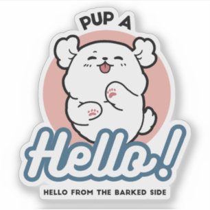 Pup a Hello! – Happy White Dog Cartoon Design
