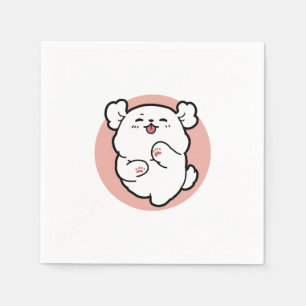 Pup a Hello! – Happy White Dog Cartoon Design Napkin