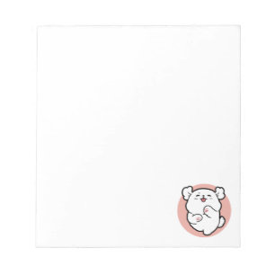 Pup a Hello! – Happy White Dog Cartoon Design Notepad