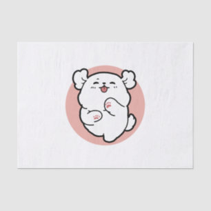 Pup a Hello! – Happy White Dog Cartoon Design Tissue Paper