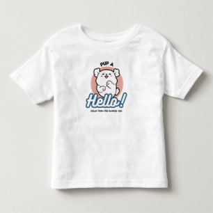 Pup a Hello! – Happy White Dog Cartoon Design Toddler T-Shirt