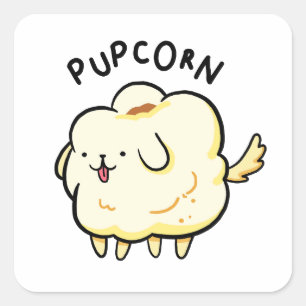 Pup-corn Popcorn Puppy Dog Pun Sticker