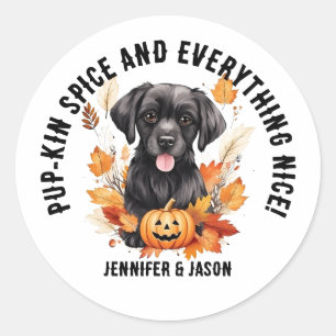 Pup-kin spice and everything nice! Halloween Classic Round Sticker