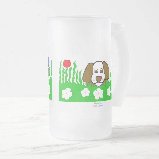 Pup N Play Large Frosted Glass Mug (Front Right)