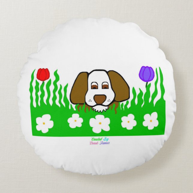 Pup N Play Round Throw Pillow (Front)