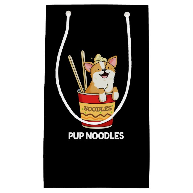 Pup Noodles Funny Cup Noodles Pun Dark BG Small Gift Bag (Front)