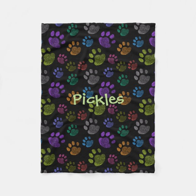 Pup Paw Fleece Dog Blanket, Small (Front)