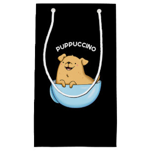 Pup-puccino Funny Cappuccino Pun Dark BG Small Gift Bag
