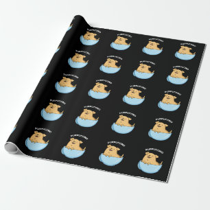 Pup-puccino Funny Cappuccino Pun Dark BG Wrapping Paper