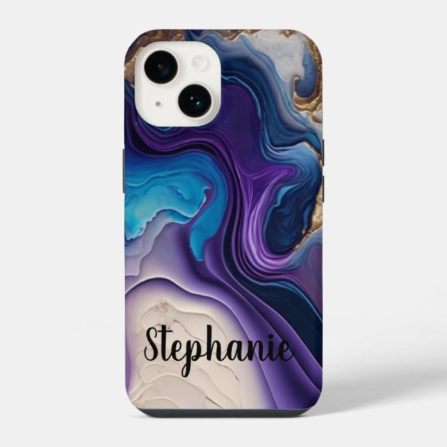 Puple Mable Rose Gold Name Script iPhone Case (Back)