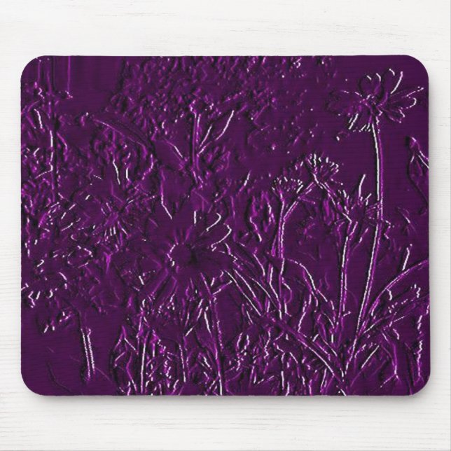 Puple Sculpter Flowers- Solid design Mouse Mat (Front)