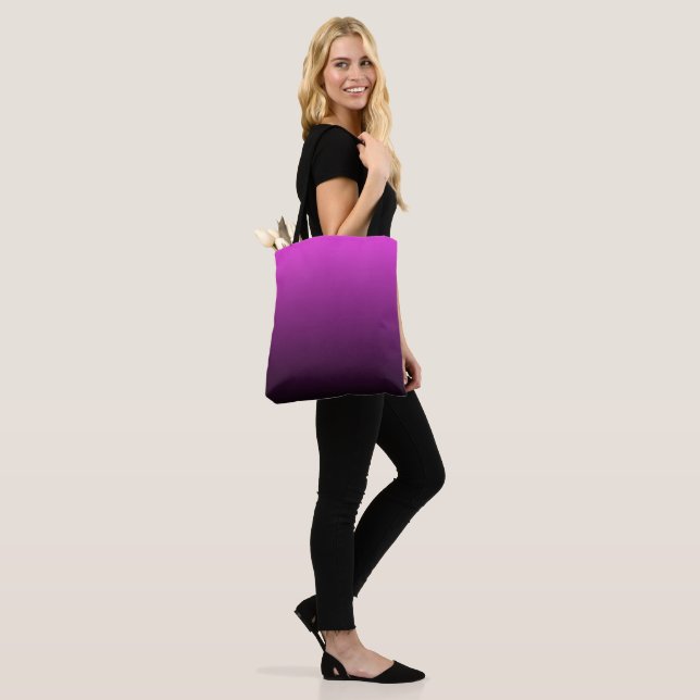 Puple to Black Gradient Ombre Print  Tote Bag (On Model)