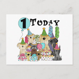 Puppies 1st Birthday Bash Tshirts and Gifts Postcard
