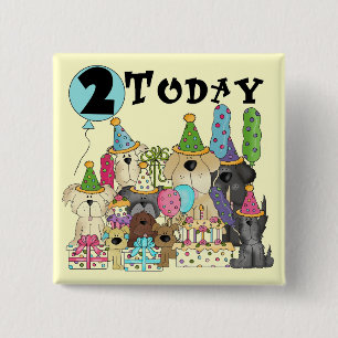 Puppies 2nd Birthday Bash Tshirts and Gifts 15 Cm Square Badge