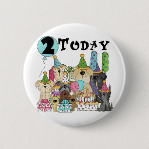 Puppies 2nd Birthday Bash Tshirts and Gifts 6 Cm Round Badge