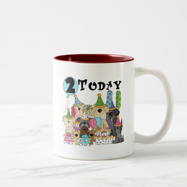 Puppies 2nd Birthday Bash Tshirts and Gifts Two-Tone Coffee Mug (Right)