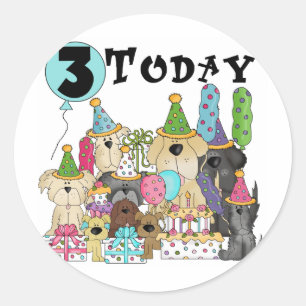 Puppies 3rd Birthday Bash Tshirts and Gifts Classic Round Sticker