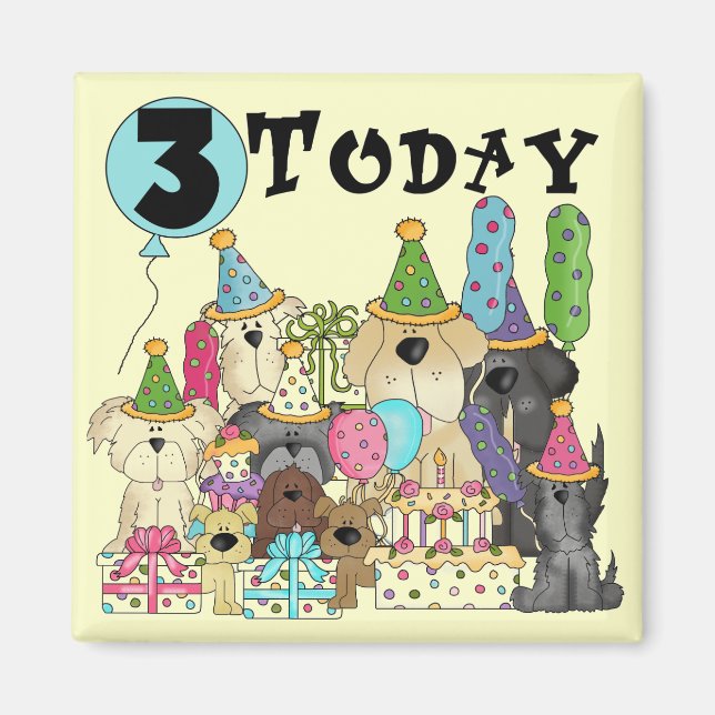 Puppies 3rd Birthday Bash Tshirts and Gifts Magnet (Front)