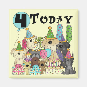 Puppies 4th Birthday Bash Tshirts and Gifts Magnet