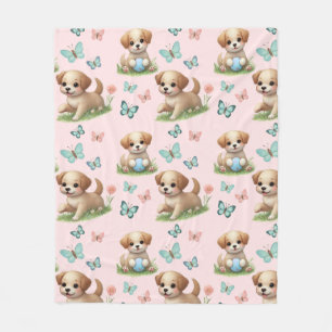 Puppies and Butterflies Pattern Blanket