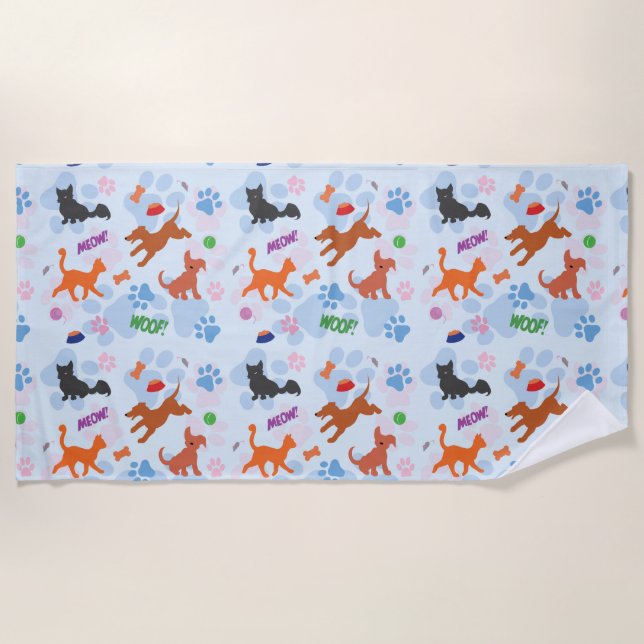 Puppies and Kittens Beach Towel (Front)