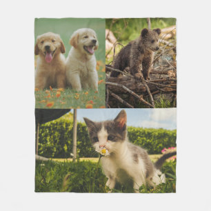 Puppies, Bear Cub and Kitten Nature Fleece Blanket