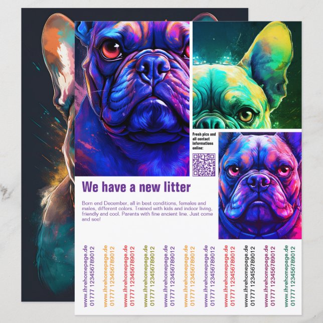 puppies for sale flyer template QR code (Front/Back)