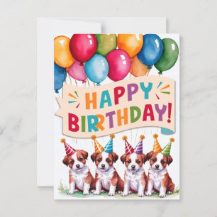 Puppies Happy Birthday Postcard