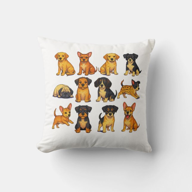 Puppies In Different Poses Cushion (Front)