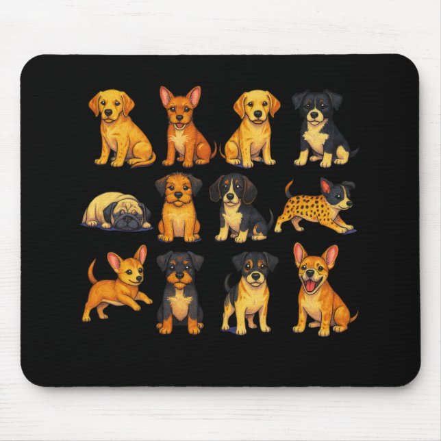 Puppies In Different Poses Mouse Mat (Front)