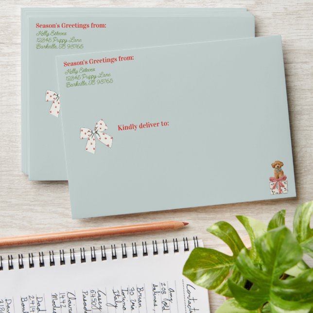 Puppies in Pajamas Christmas Paw Print Envelope (Stacked)