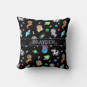 Puppies In Space Watercolor Dog Astronauts Cushion