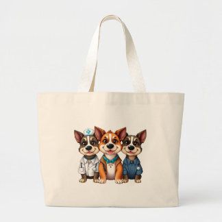 Puppies  large tote bag
