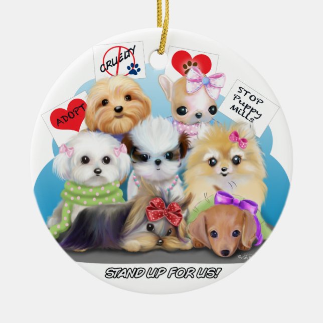 Puppies Manisfesction Ceramic Tree Decoration (Front)