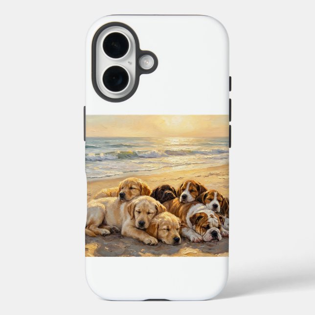 Puppies on the beach phone protector Case-Mate iPhone case (Back)