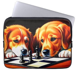 Puppies Playing Chess Laptop Sleeve