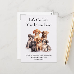 Puppies Real Estate Promotional Farming Postcard