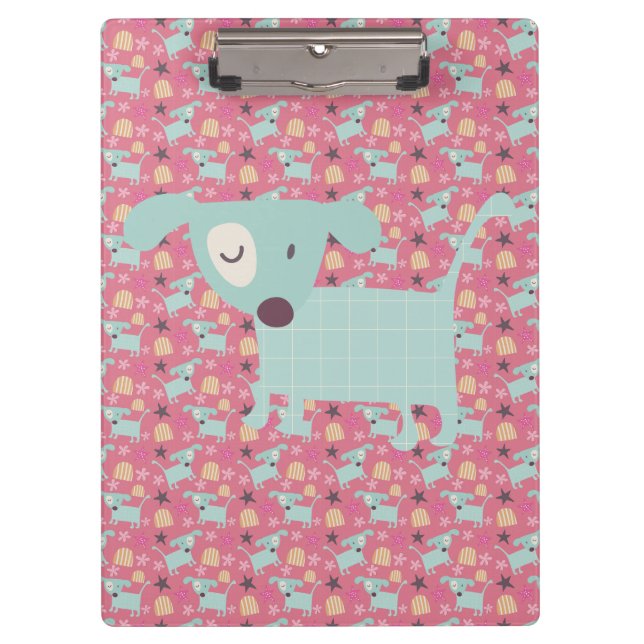 Puppies, Stars, and Flowers Clipboard (Front)