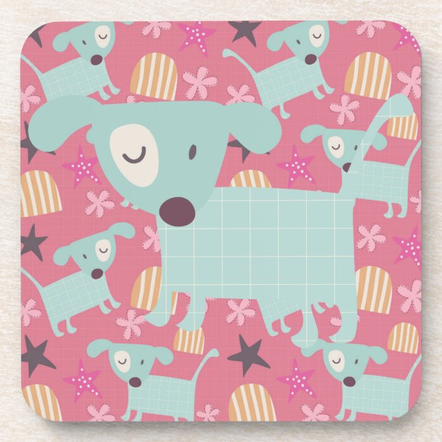 Puppies, Stars, and Flowers Coaster (Front)