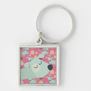 Puppies, Stars, and Flowers Key Ring