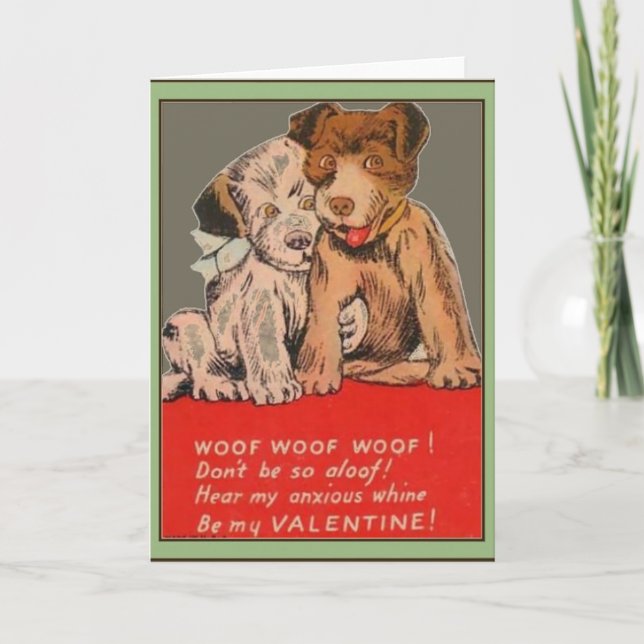 Puppies Vintage Valentine Greeting Card (Front)