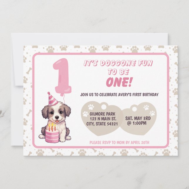 Puppy 1st Birthday Party Invitation (Front)