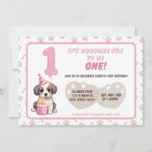 Puppy 1st Birthday Party Invitation