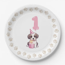 Puppy 1st Birthday Party Paper Plates