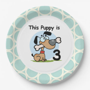 Puppy 3rd Birthday Paper Plates