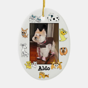 Puppy Add Photo Oval Ornament 18 Dog Cartoon