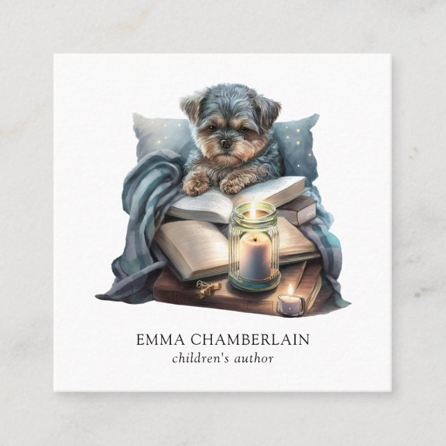 Puppy And Book Children's Author Business Card (Front)