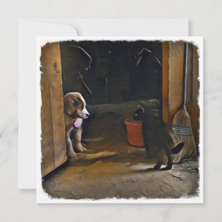 puppy and cat notecard. card